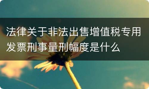 法律关于非法出售增值税专用发票刑事量刑幅度是什么
