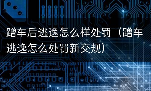 蹭车后逃逸怎么样处罚（蹭车逃逸怎么处罚新交规）