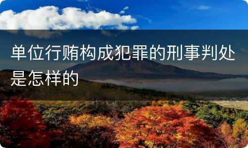 单位行贿构成犯罪的刑事判处是怎样的
