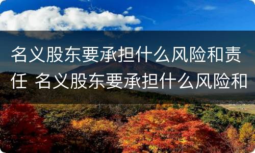 名义股东要承担什么风险和责任 名义股东要承担什么风险和责任呢