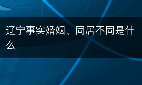 辽宁事实婚姻、同居不同是什么