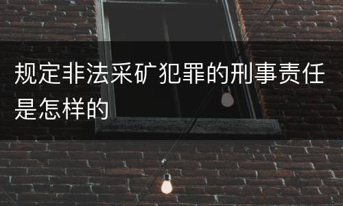规定非法采矿犯罪的刑事责任是怎样的