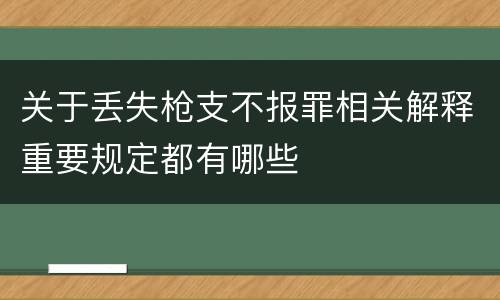 关于丢失枪支不报罪相关解释重要规定都有哪些