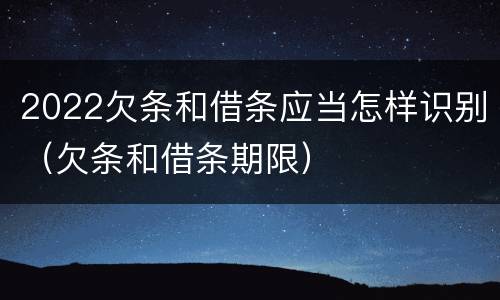 2022欠条和借条应当怎样识别（欠条和借条期限）