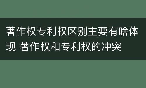著作权专利权区别主要有啥体现 著作权和专利权的冲突