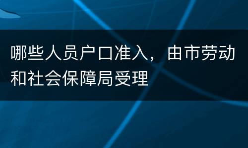 哪些人员户口准入，由市劳动和社会保障局受理