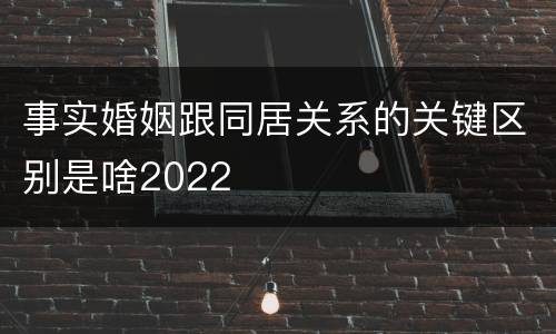 事实婚姻跟同居关系的关键区别是啥2022