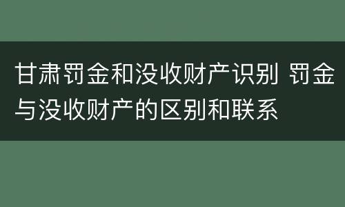 甘肃罚金和没收财产识别 罚金与没收财产的区别和联系