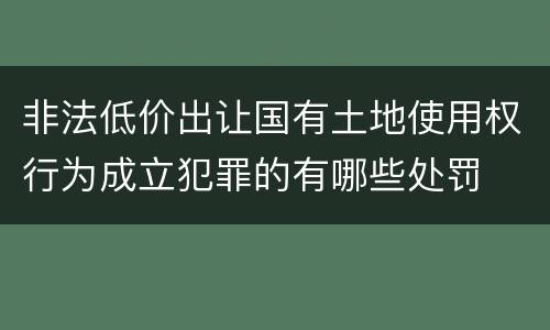 非法低价出让国有土地使用权行为成立犯罪的有哪些处罚