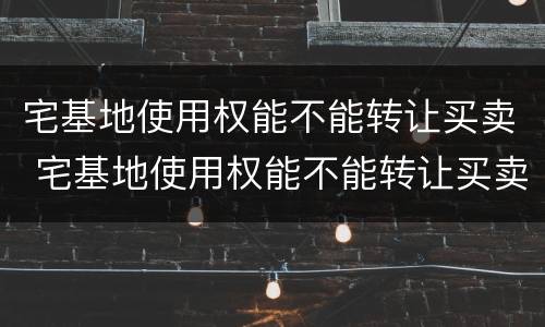 宅基地使用权能不能转让买卖 宅基地使用权能不能转让买卖