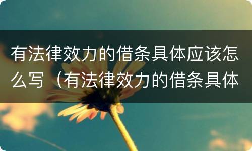 有法律效力的借条具体应该怎么写(有法律效力的借条具体应该怎么写呢)