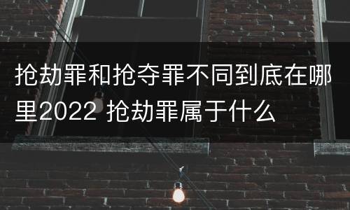 抢劫罪和抢夺罪不同到底在哪里2022 抢劫罪属于什么