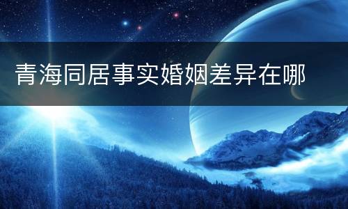 青海同居事实婚姻差异在哪