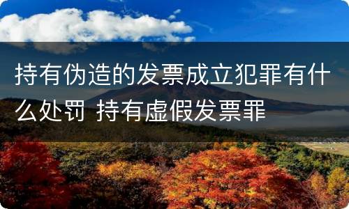 持有伪造的发票成立犯罪有什么处罚 持有虚假发票罪