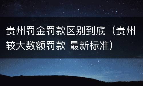 贵州罚金罚款区别到底（贵州较大数额罚款 最新标准）