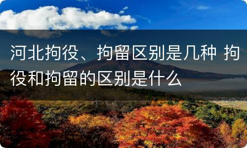 河北拘役、拘留区别是几种 拘役和拘留的区别是什么