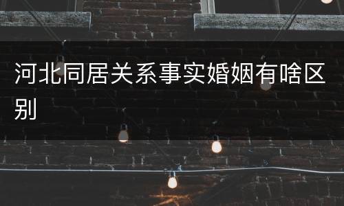 河北同居关系事实婚姻有啥区别