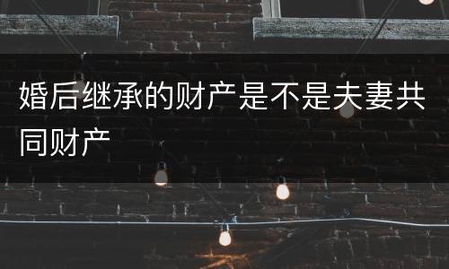 婚后继承的财产是不是夫妻共同财产