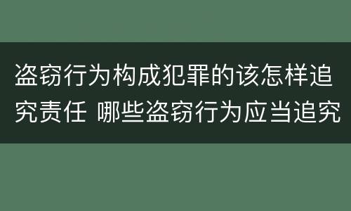 盗窃行为构成犯罪的该怎样追究责任 哪些盗窃行为应当追究刑事责任