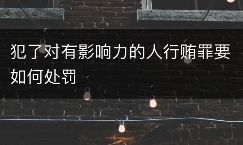 犯了对有影响力的人行贿罪要如何处罚