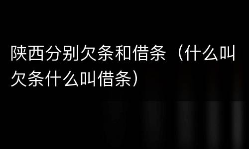 陕西分别欠条和借条（什么叫欠条什么叫借条）