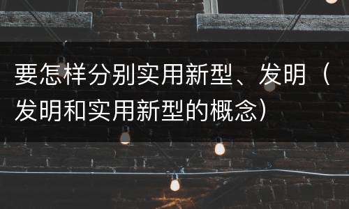 要怎样分别实用新型、发明（发明和实用新型的概念）