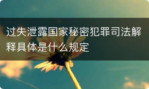 过失泄露国家秘密犯罪司法解释具体是什么规定