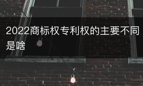 2022商标权专利权的主要不同是啥
