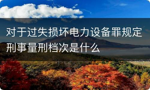 对于过失损坏电力设备罪规定刑事量刑档次是什么