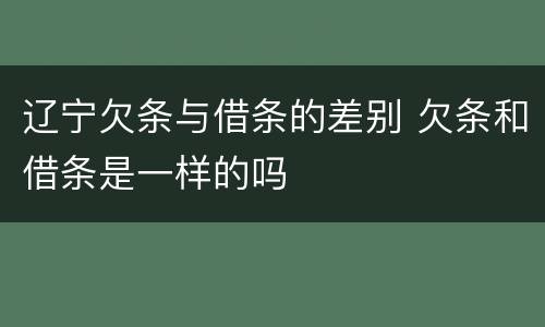 辽宁欠条与借条的差别 欠条和借条是一样的吗