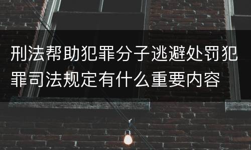刑法帮助犯罪分子逃避处罚犯罪司法规定有什么重要内容