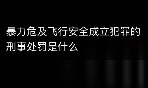 暴力危及飞行安全成立犯罪的刑事处罚是什么