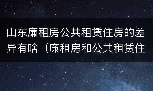 山东廉租房公共租赁住房的差异有啥（廉租房和公共租赁住房的区别）
