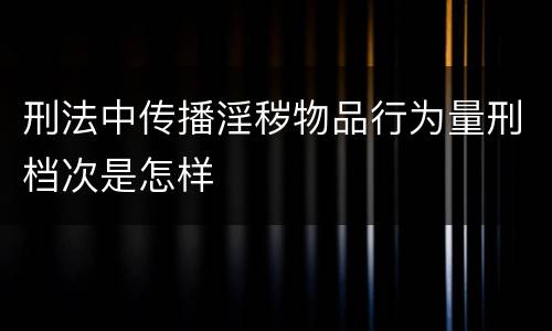 刑法中传播淫秽物品行为量刑档次是怎样