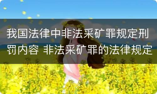 我国法律中非法采矿罪规定刑罚内容 非法采矿罪的法律规定