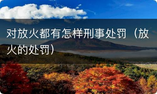 对放火都有怎样刑事处罚（放火的处罚）