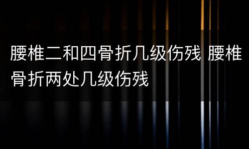 腰椎二和四骨折几级伤残 腰椎骨折两处几级伤残