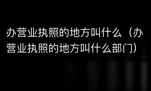 办营业执照的地方叫什么（办营业执照的地方叫什么部门）