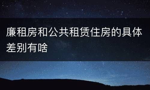 廉租房和公共租赁住房的具体差别有啥