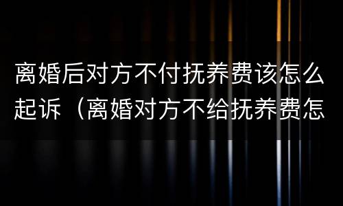离婚后对方不付抚养费该怎么起诉（离婚对方不给抚养费怎么起诉）