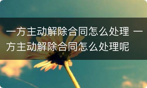 一方主动解除合同怎么处理 一方主动解除合同怎么处理呢
