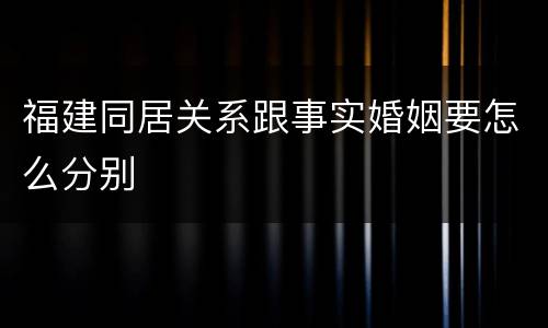福建同居关系跟事实婚姻要怎么分别