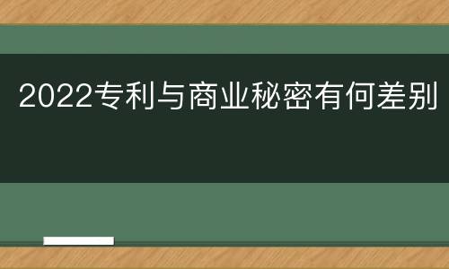 2022专利与商业秘密有何差别