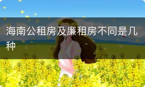 海南公租房及廉租房不同是几种