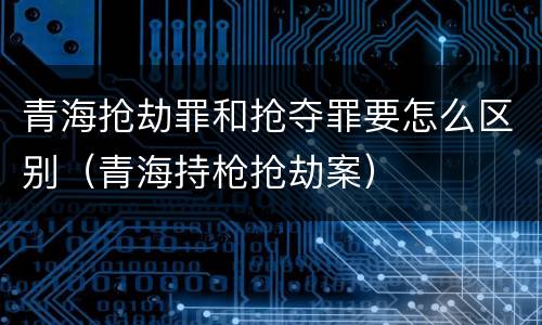 青海抢劫罪和抢夺罪要怎么区别（青海持枪抢劫案）