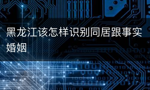 黑龙江该怎样识别同居跟事实婚姻