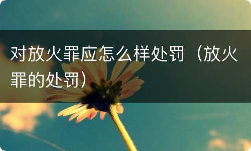 对放火罪应怎么样处罚（放火罪的处罚）