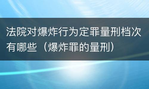 法院对爆炸行为定罪量刑档次有哪些（爆炸罪的量刑）