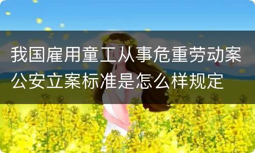 我国雇用童工从事危重劳动案公安立案标准是怎么样规定