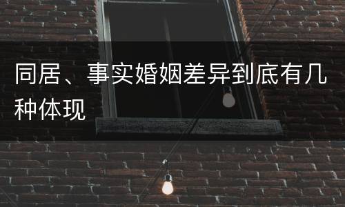 同居、事实婚姻差异到底有几种体现